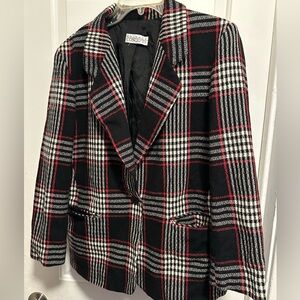 Plaid Black Red and White Blazer